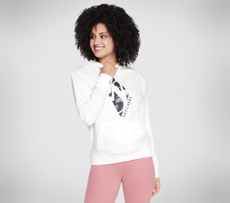 Dámské Topy Skechers SKECH-SWEATS Magnolia Dreams Pullover Hoodie Bílé Stříbrné | CZ.WHD72WSL