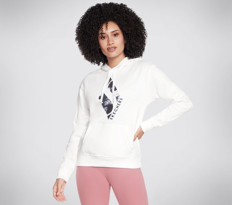 Dámské Topy Skechers SKECH-SWEATS Magnolia Dreams Pullover Hoodie Bílé Stříbrné | CZ.WHD72WSL