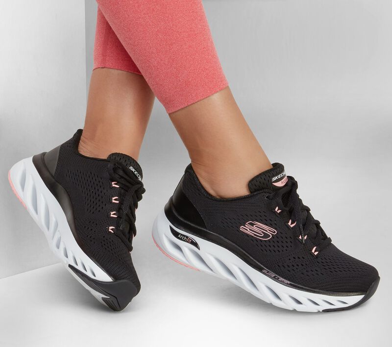 Dámské Šněrovací Boty Skechers Arch Fit Glide-Step - Glory Černé Růžové | CZ.149873BKPK