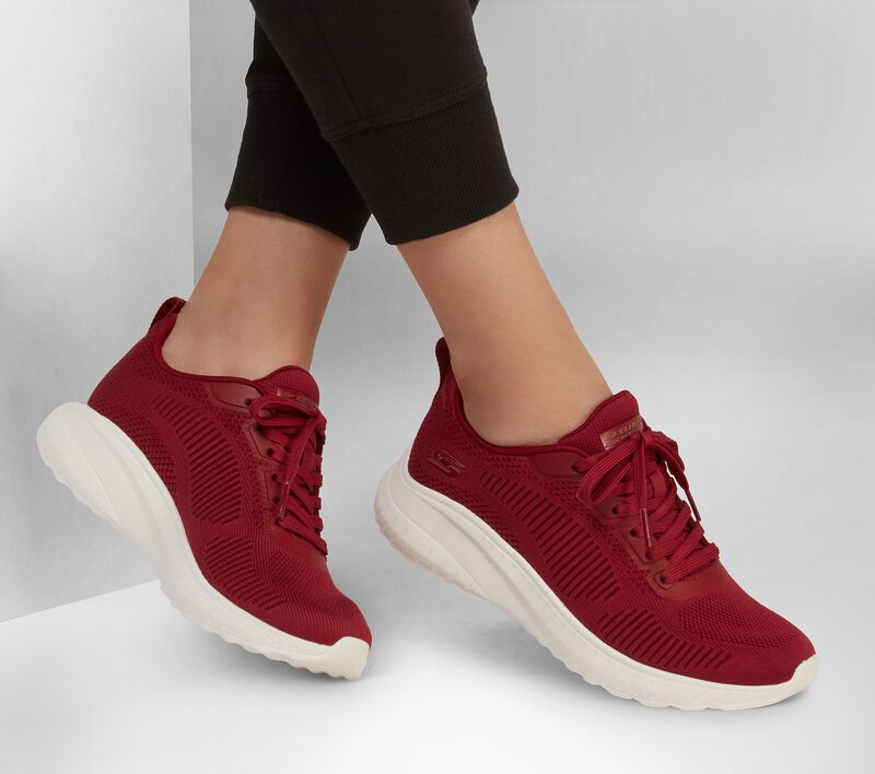 Dámské Šněrovací Boty Skechers BOBS Sportovní Squad Chaos - Face Off Červené | CZ.117209RED