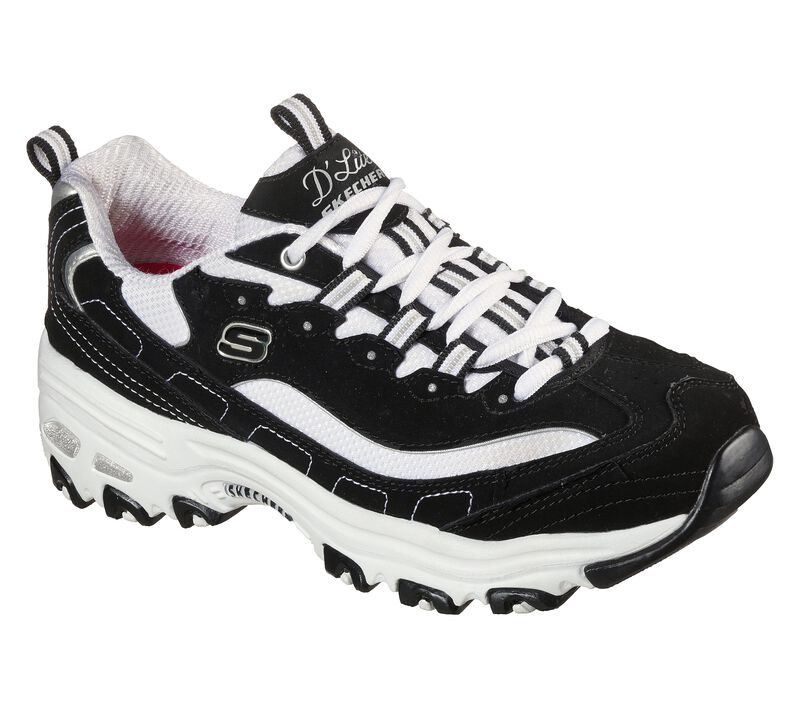 Dámské Šněrovací Boty Skechers D\'Lites - Biggest Fan Černé Bílé | CZ.11930BKW