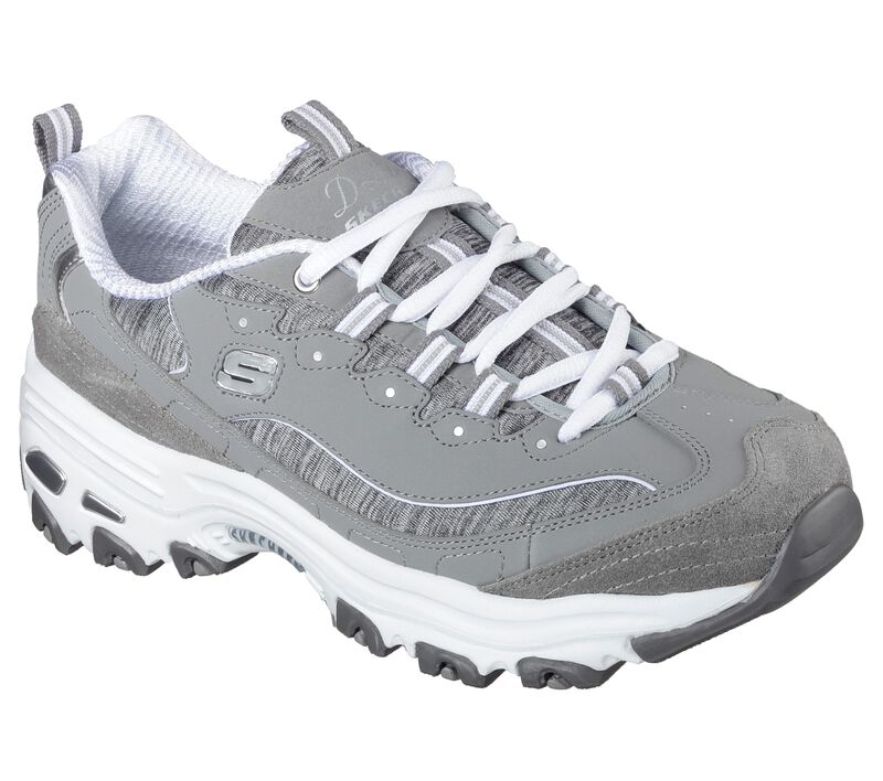 Dámské Šněrovací Boty Skechers D\'Lites - Me Time Šedé Bílé | CZ.11936GYW