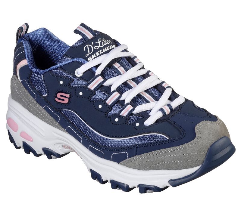 Dámské Šněrovací Boty Skechers D\'Lites - New Journey Tmavě Blankyt Šedé | CZ.11947NVGW