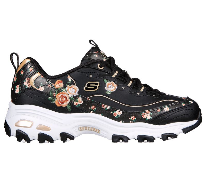 Dámské Šněrovací Boty Skechers D'Lites - Blooming Path Černé Růžové | CZ.149639BKPK