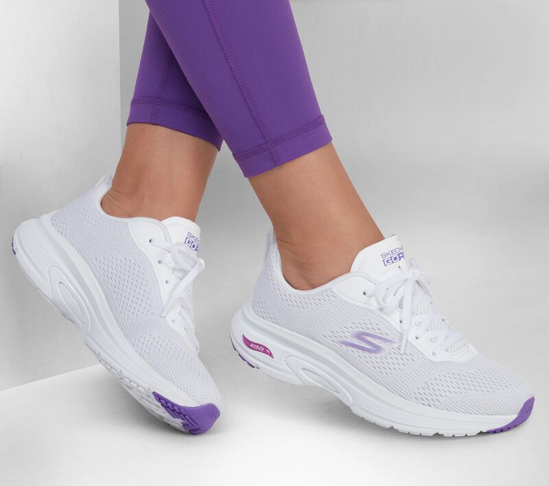 Dámské Šněrovací Boty Skechers GO RUN Arch Fit - Skyway Bílé Fialové | CZ.128953WPR