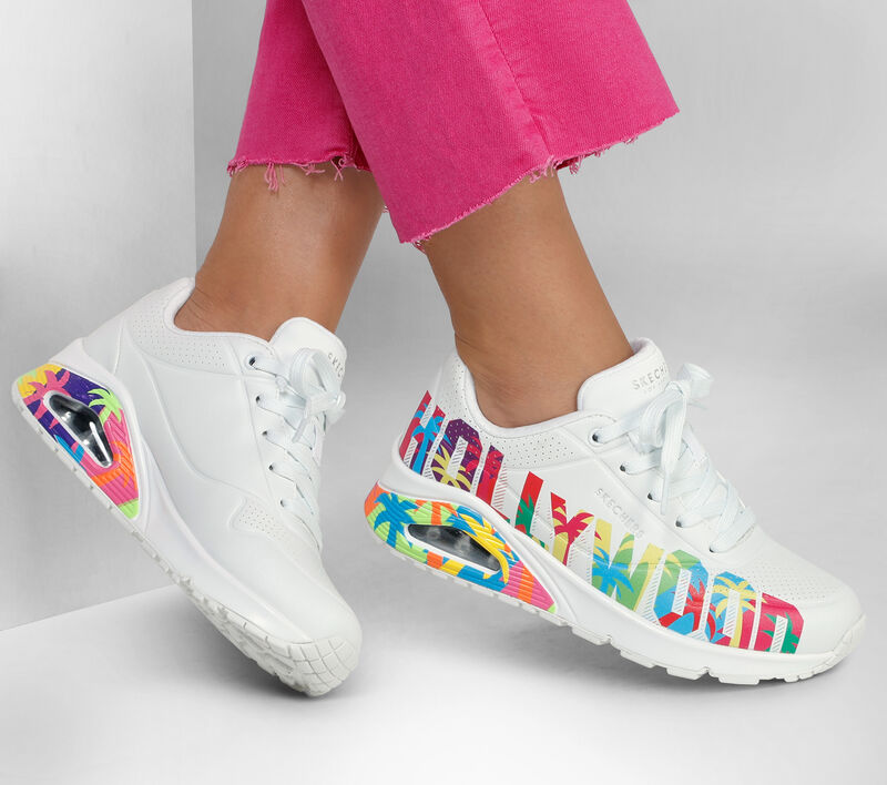 Dámské Šněrovací Boty Skechers Hollywood: Uno - One for Stars! Bílé Viacfarebný | CZ.177995WMLT