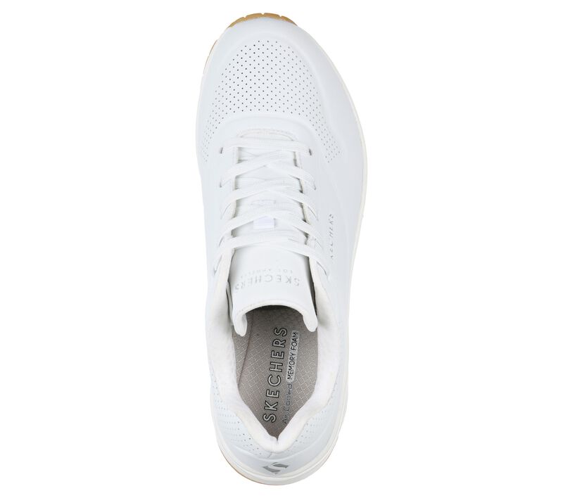 Dámské Šněrovací Boty Skechers Uno - Stand on Air Bílé | CZ.73690WHT