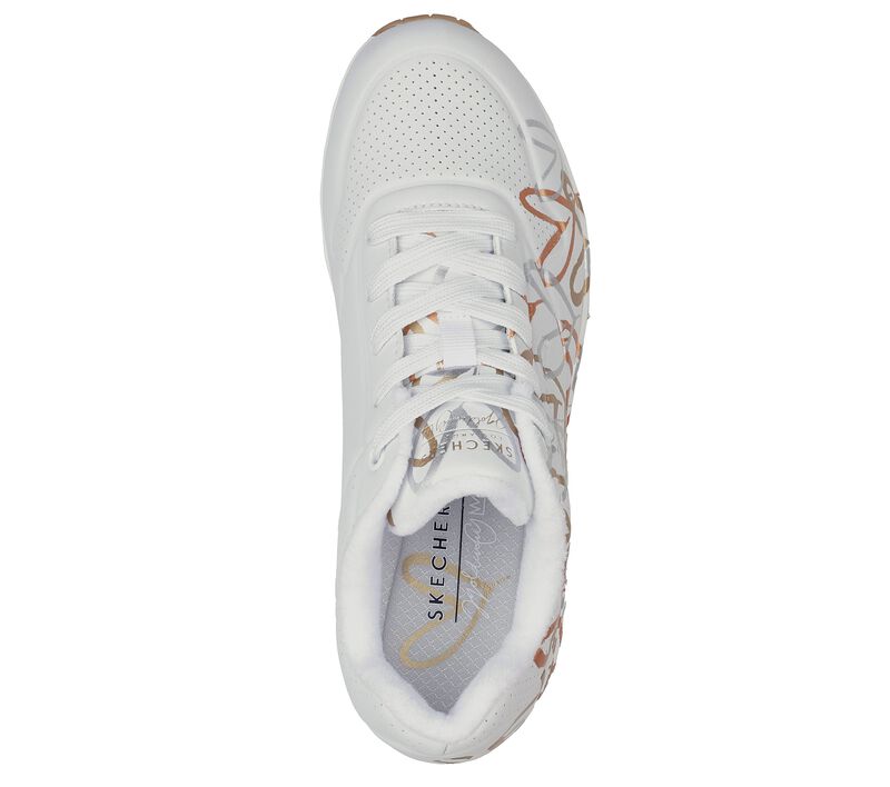 Dámské Šněrovací Boty Skechers x JGoldcrown: Uno - Metallic Love Bílé Zlaté | CZ.155523WTGD