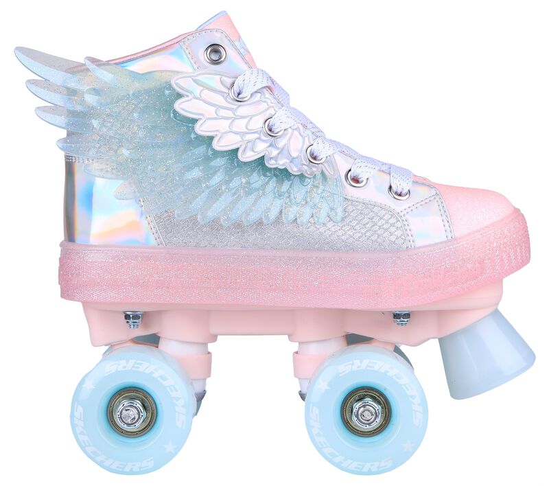 Dívčí Ležérní Tenisky Skechers Twinkle Toes: Shuffle 4 Wheeler - Unicorn Soaring Stříbrné Růžové | CZ.314101LSLPK