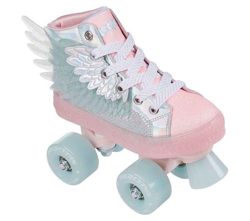 Dívčí Ležérní Tenisky Skechers Twinkle Toes: Shuffle 4 Wheeler - Unicorn Soaring Stříbrné Růžové | CZ.314101LSLPK