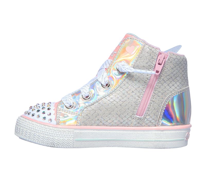 Dívčí Light Up Boty Skechers Twinkle Toes: Shuffle Lite - Lil Unicorn Wings Stříbrné Růžové | CZ.314918NSLPK