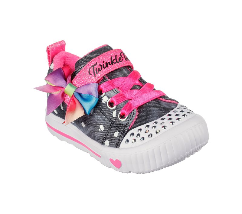 Dívčí Light Up Boty Skechers Twinkle Toes: Twinkle Flex Černé Růžové | CZ.314944NBKWP