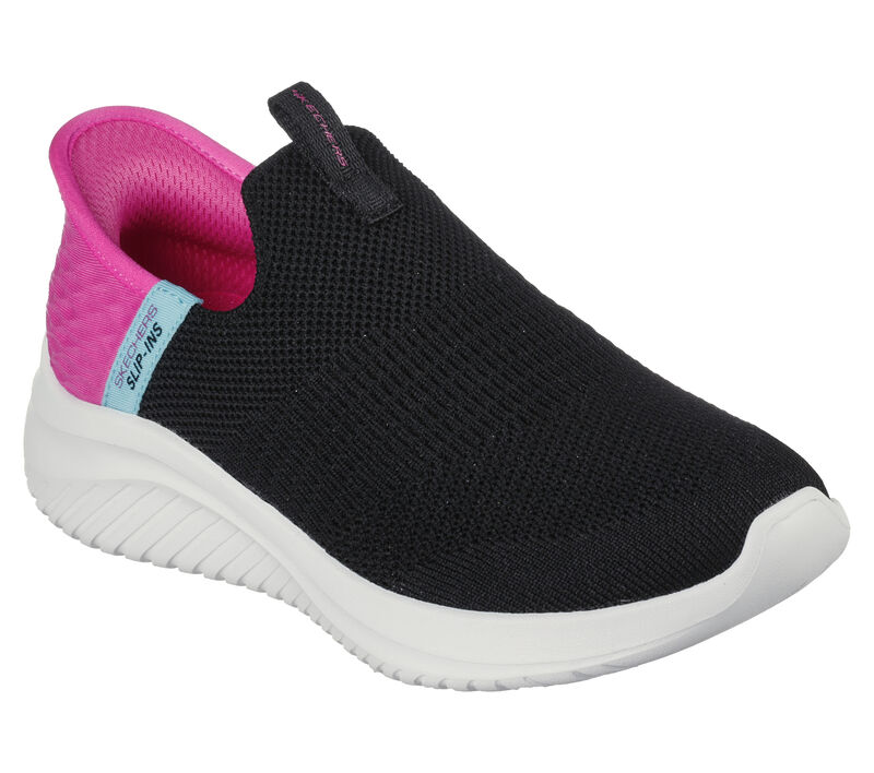 Dívčí Sportovní Tenisky Skechers Slip-Ins: Ultra Flex 3.0 - Fresh Times Černé Růžové | CZ.303800LBKPK