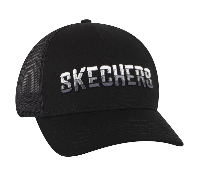 Pánské Klobouky Skechers Textured Logo Trucker Černé | CZ.ZKCH3294BLK