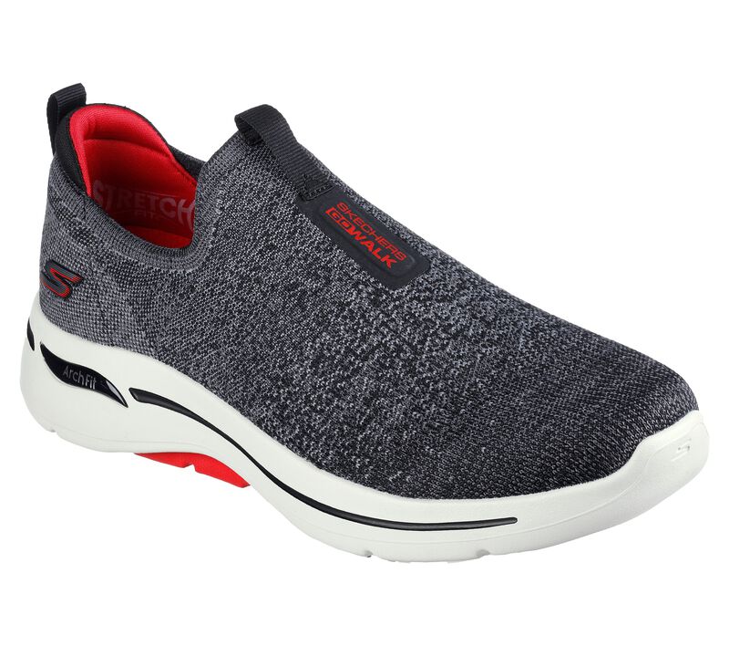 Pánské Ležérní Tenisky Skechers GO WALK Arch Fit - Linear Axis Černé Červené | CZ.216256BKRD