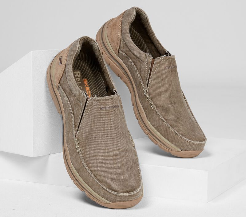 Pánské Ležérní Tenisky Skechers Relaxed Fit: Expected - Avillo Hnědožlutý | CZ.64109KHK