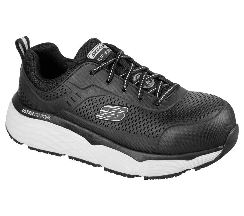 Pánské Pracovní Obuv Skechers Pracovní: Max Cushioning SR - Indurite Alloy Špicí Černé Bílé | CZ.200065BKW