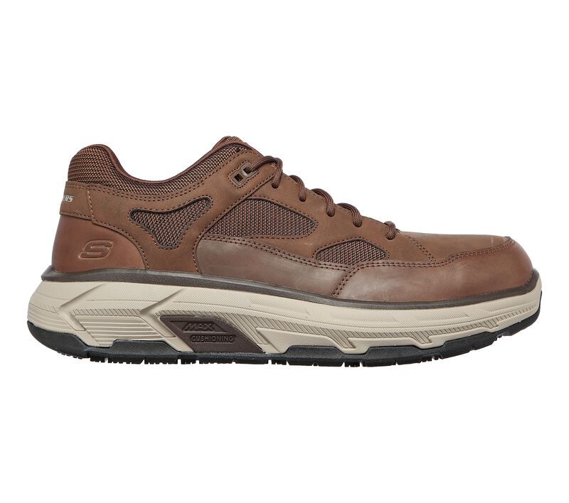 Pánské Pracovní Obuv Skechers Pracovní Relaxed Fit: Max Stout Alloy Špicí Hnědé | CZ.200045BRN