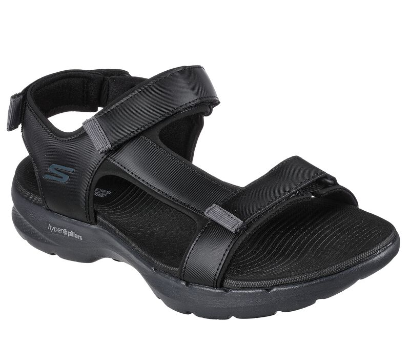 Pánské Sandály Skechers GO WALK 6 Sandal Černé Šedé | CZ.229126BKGY