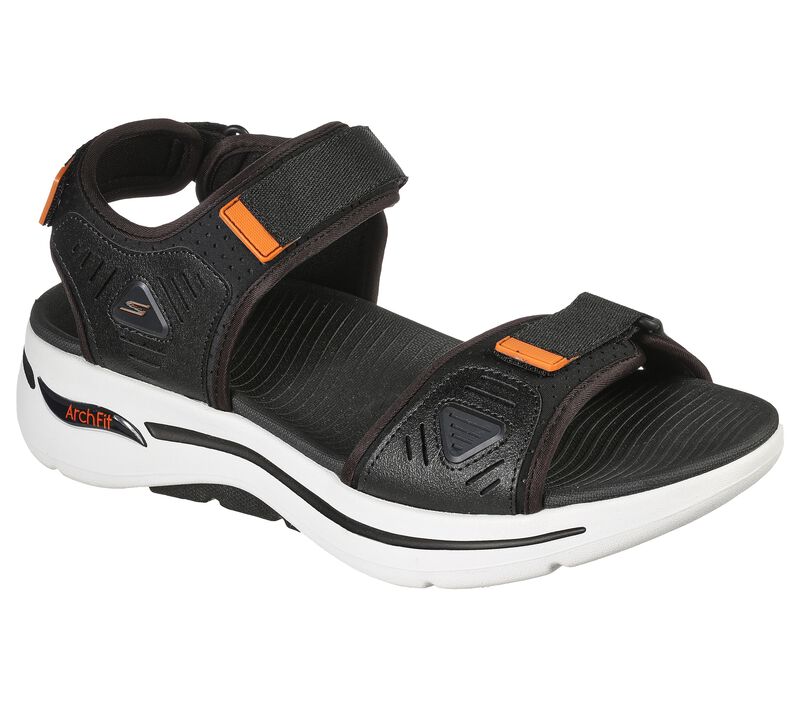 Pánské Sandály Skechers GO WALK Arch Fit Sandal Černé Oranžové | CZ.229020BKOR