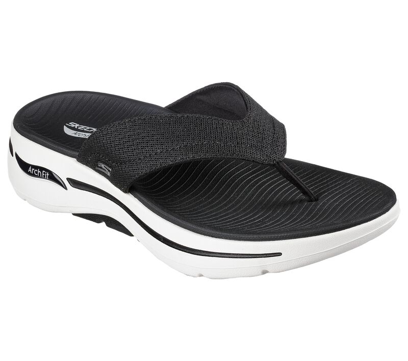 Pánské Sandály Skechers GO WALK Arch Fit Sandal - Offshore Černé Bílé | CZ.229057BKW