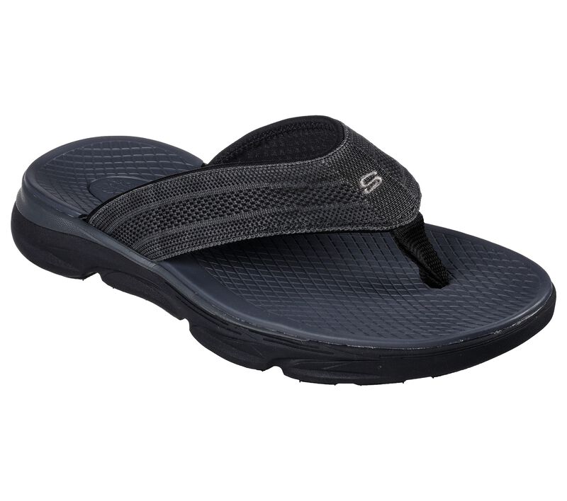 Pánské Sandály Skechers Relaxed Fit: Delmont SD - Almedo Černé Šedé | CZ.210310BKGY