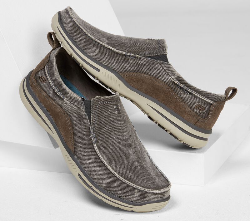 Pánské Slip On Skechers Relaxed Fit: Elected - Drigo Šedé | CZ.64654CHAR