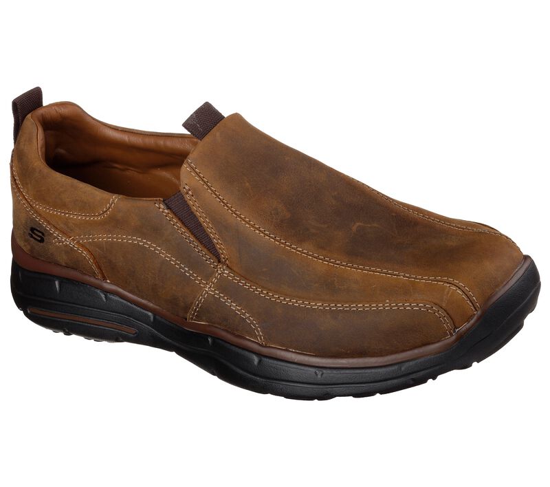 Pánské Slip On Skechers Relaxed Fit: Glides - Docklands Hnědé | CZ.64503CDB