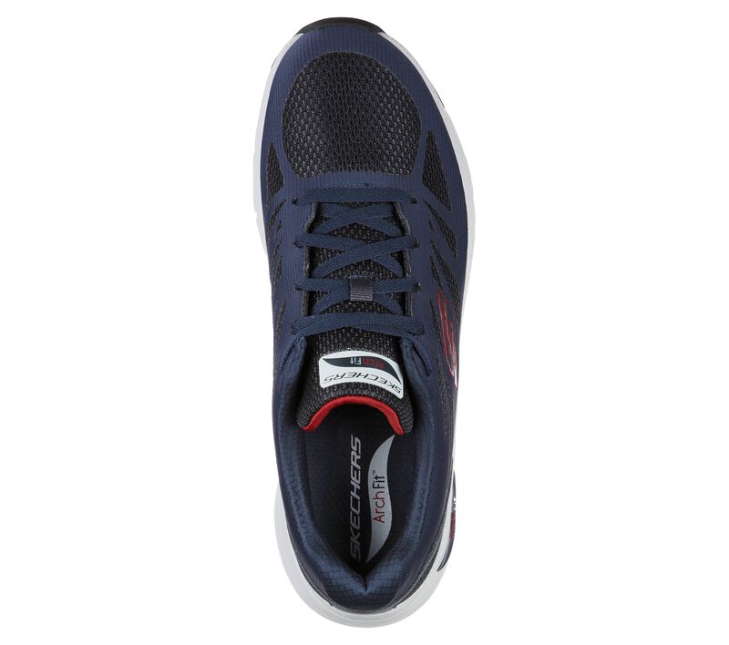 Pánské Sportovní Tenisky Skechers Arch Fit - Charge Back Tmavě Blankyt Červené | CZ.232042NVRD