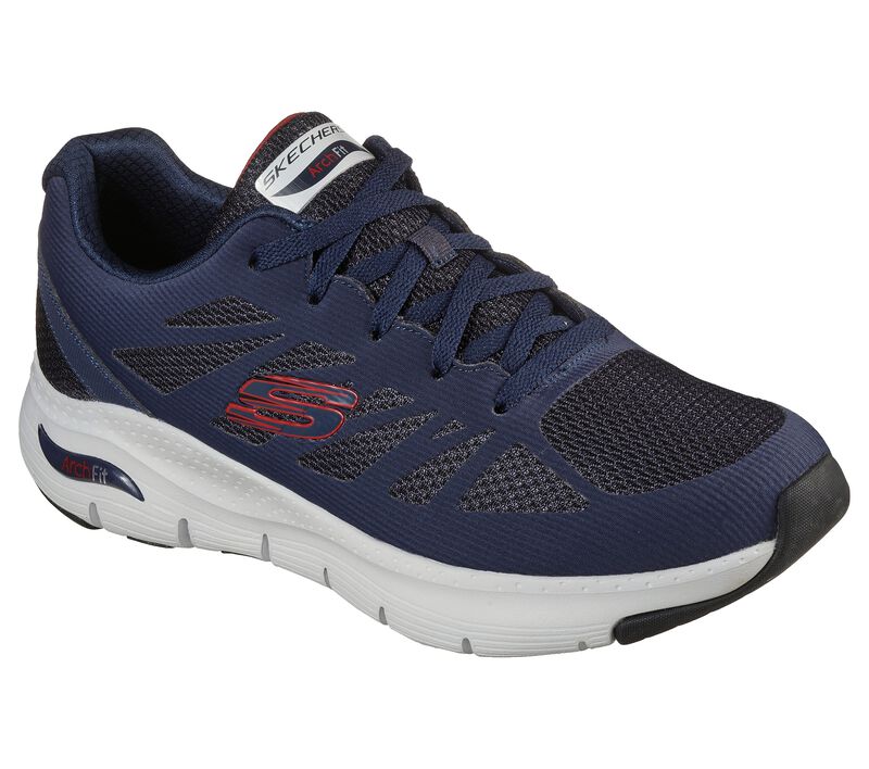 Pánské Sportovní Tenisky Skechers Arch Fit - Charge Back Tmavě Blankyt Červené | CZ.232042NVRD