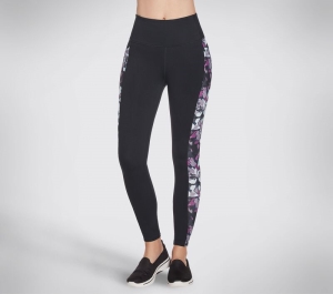 Dámské Kalhoty Skechers GO WALK Orchid Bloom HW Legging Černé Viacfarebný | CZ.W3LG166BKMT