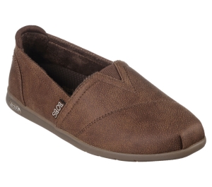 Dámské Pantofle Skechers BOBS Arch Fit Plush - Slow Lapse Hnědé | CZ.114112BRN