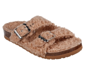 Dámské Pantofle Skechers Relaxed Fit: Granola - Furry Chic Hnědé | CZ.163236TAN