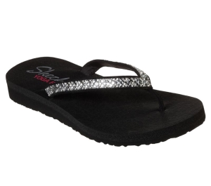 Dámské Sandály Skechers Meditation - Perfect 10 Černé Stříbrné | CZ.31756BKSL