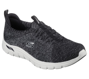 Dámské Slip On Skechers Arch Fit Vista - Mesmerizing Černé Bílé | CZ.104374BKW