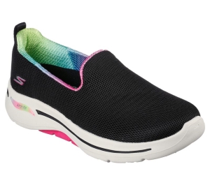 Dámské Slip On Skechers GO WALK Arch Fit - Wild Energy Černé Růžové | CZ.124867BKHP