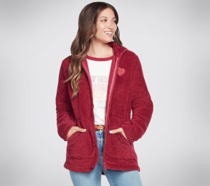 Dámské Topy Skechers BOBS FZ Sherpa Jacket Raspberry | CZ.BWJA40RAS