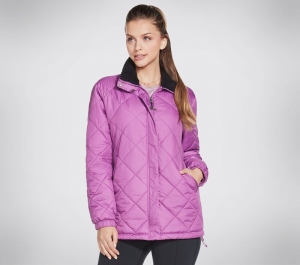 Dámské Topy Skechers GOwalk Journey Puffer Jacket Fialové Růžové | CZ.W3JA116PRHP