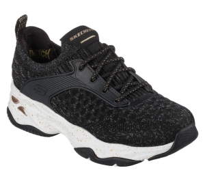 Dámské Šněrovací Boty Skechers D'Lites 4.0 - True Glory Černé Zlaté | CZ.149561BKGD