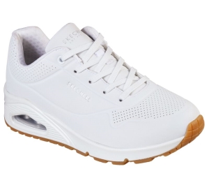 Dámské Šněrovací Boty Skechers Uno - Stand on Air Bílé | CZ.73690WHT