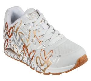 Dámské Šněrovací Boty Skechers x JGoldcrown: Uno - Metallic Love Bílé Zlaté | CZ.155523WTGD