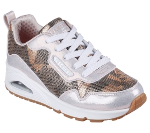 Dívčí Šněrovací Boty Skechers Uno - Camo Flash Zlaté | CZ.310920LGLD