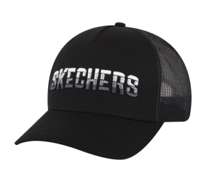 Pánské Klobouky Skechers Textured Logo Trucker Černé | CZ.ZKCH3294BLK