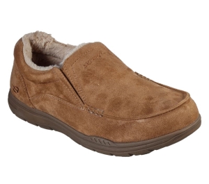 Pánské Pantofle Skechers Relaxed Fit: Expected X - Larmen Hnědé | CZ.66445TAN