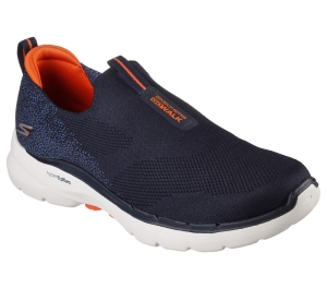 Pánské Slip On Skechers GO WALK 6 Tmavě Blankyt Oranžové | CZ.216202NVOR