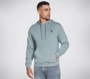 Pánské Topy Skechers GO LOUNGE Border Diamond Hoodie Tyrkysové Blankyt | CZ.MHD56TLBL