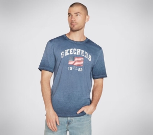 Pánské Topy Skechers Skech-Dye Americana 92 Tee Shirt Tmavě Blankyt | CZ.M2TS120NVY